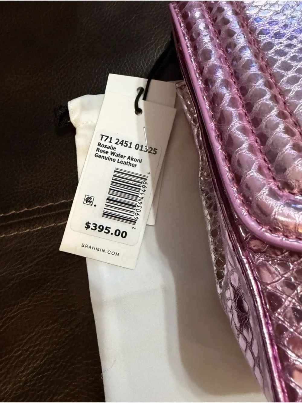 Brahmin Rosalie Rose Water Akoni Crossbody - metallic pink